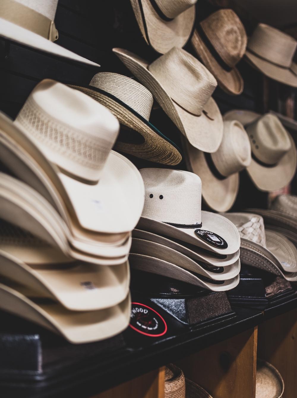 cowboy hats on a wall